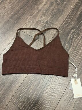 NWT Good American Brown Ribbed Bralette